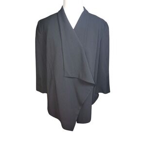 Kenneth Cole Women's Black Asymmetrical Open Front Blazer Jacket Size M